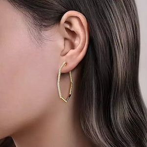14K Yellow Gold 40mm 0.71t Diamond Classic Hoop Earrings
