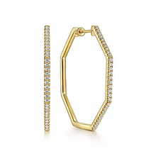 Load image into Gallery viewer, 14K Yellow Gold 40mm 0.71t Diamond Classic Hoop Earrings
