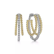 Load image into Gallery viewer, 14K White and Yellow Gold 0.51Ct Diamond Bujukan Intricate Hoop
