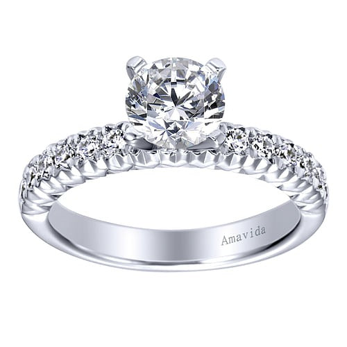 18k White Gold 0.35Ct Diamond engagement Ting Mounting with Cubic Zirconia Center