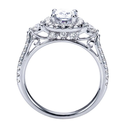 14k White Gold 0.59Ct Diamond Engagement Ring Mounting with Cubic Zirconia Center