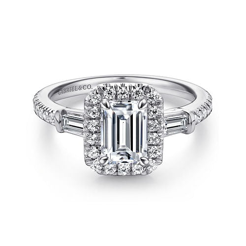 14k White Gold 0.52Ct Diamond Mounting with Cubic Zirconia Center