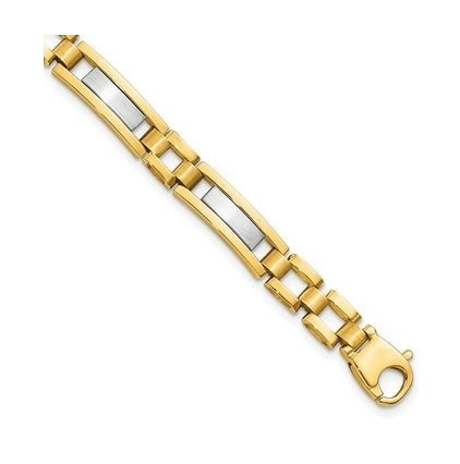 14k Two Tone 8.5 Inch polished and satin finished Bracelet
