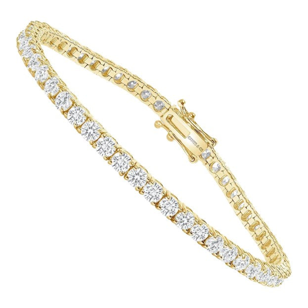 14k Yellow Gold 5.00Cts Round Diamond bracelet with 48 Diamonds and 2 Figure Eight Safety Clasps