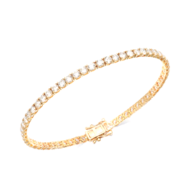 14k Yellow Gold 3.26Cts Round Diamond Bracelet with 63 Diamonds and 2 Figure Eight Safety Clasps