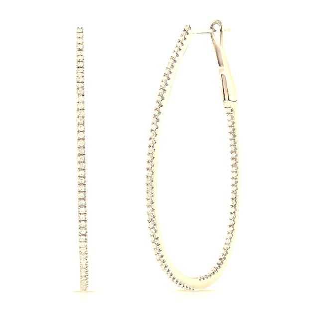 14K Gold 0.60Ct (156) Diamond Hoop Earring, available in White and Yellow Gold