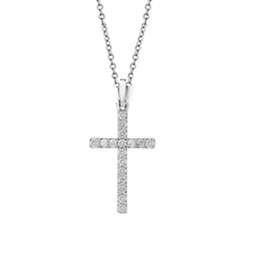 14Kt White Gold 0.22Ct Lab Grown Diamond Cross with 17 Diamonds