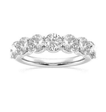 14K White Gold 4.00Ct Total weight 7 Diamond Lab Grown Band