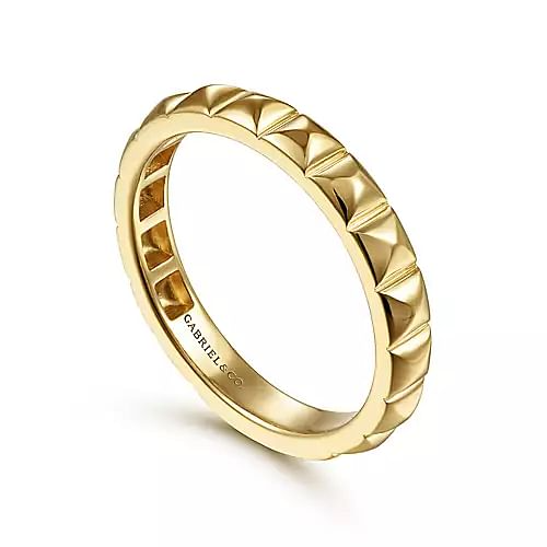 14K Yellow Gold Pyramid Ring, Size 6.5