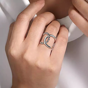 Gabriel Sterling Silver Bujukan Interlocking Ring, Size 6.5