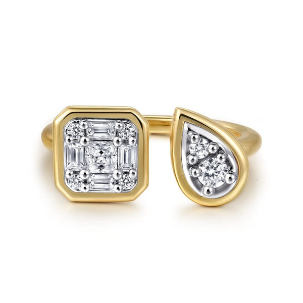14K White and Yellow Gold 0.41ct Diamond Toi et Moi Open Ladies Ring