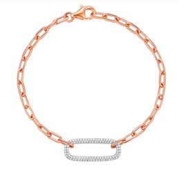 14K Gold 0.24Ct Diamond Oval Link Bracelet with 98 Diamonds, available in White, Rose and Yellow Gold