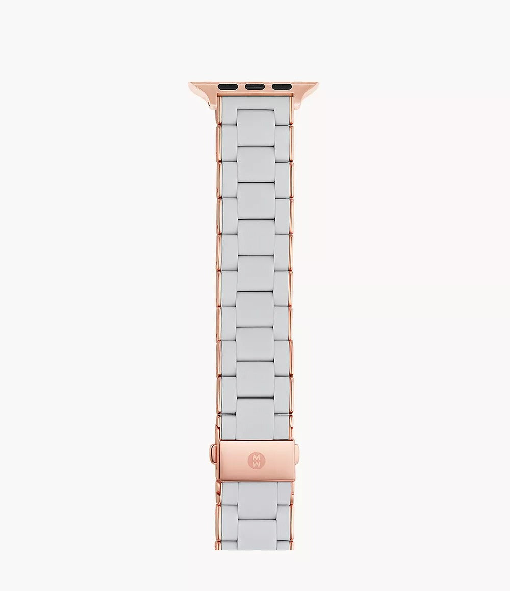Michele 38/40/41mm and 42/44/45/49mm Pink-Tone and Fog Silicone-Wrapped Bracelet Band for Apple Watch