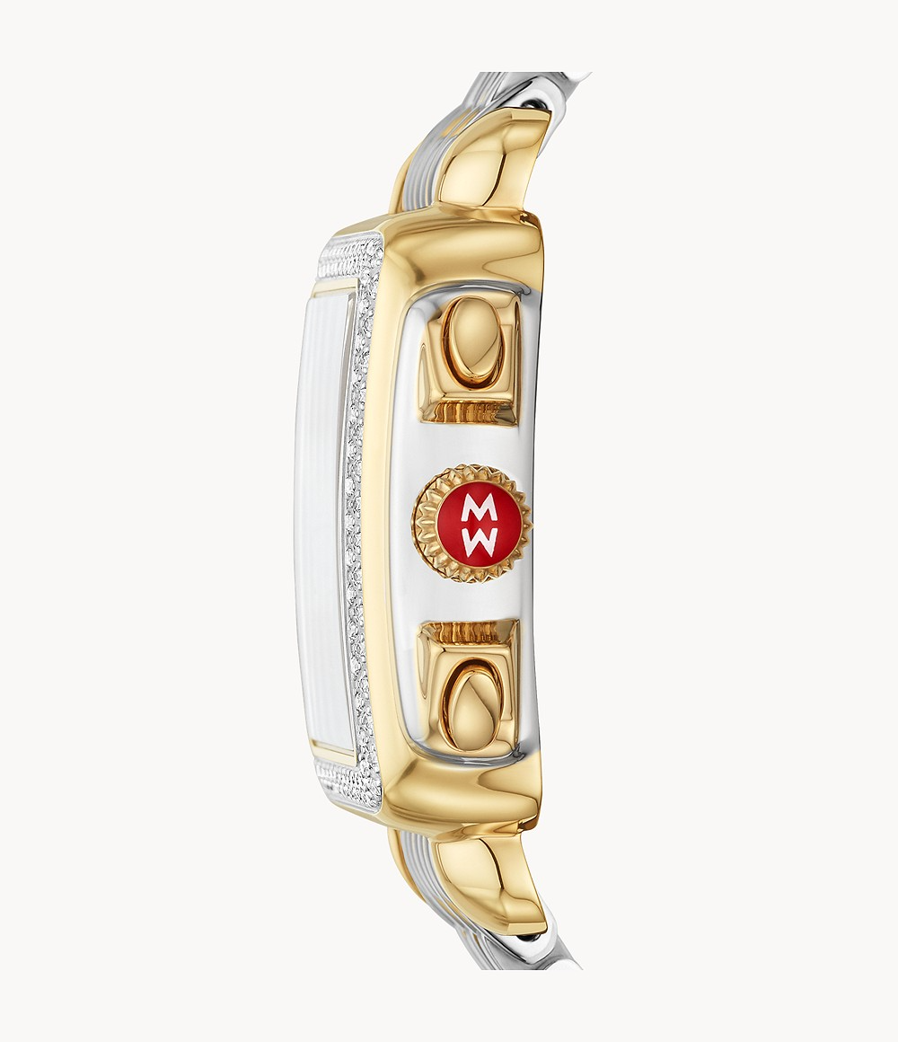 Michele Deco Two-Tone 18k Gold Plated Diamond Dial and Bezel Watch