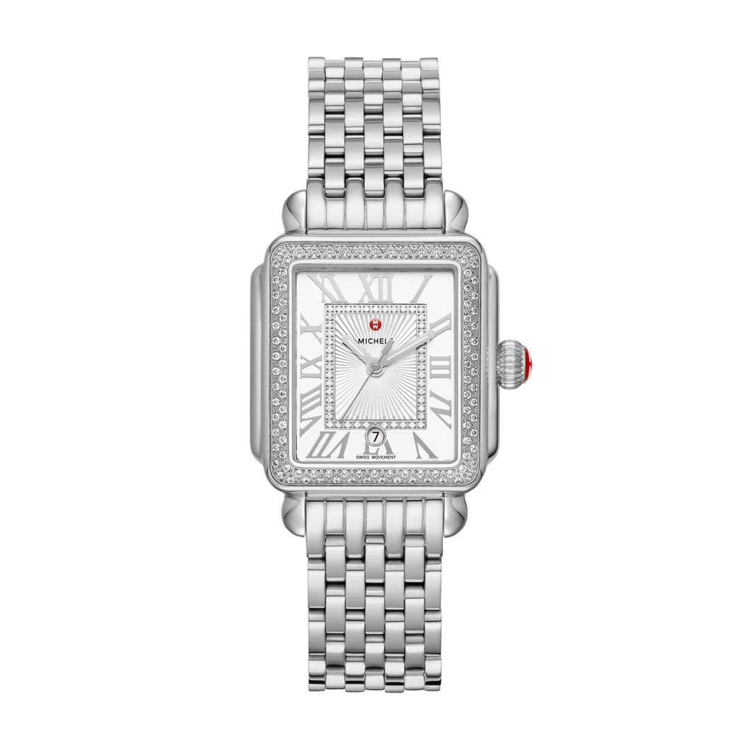 Michele Deco Madison Mid Size Stainless Diamond Watch