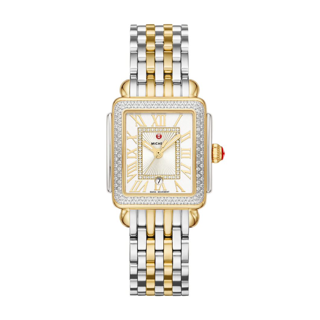 Michele Deco Madison Mid Two-Tone 18K Plate Diamond Dial and Bezel Watch