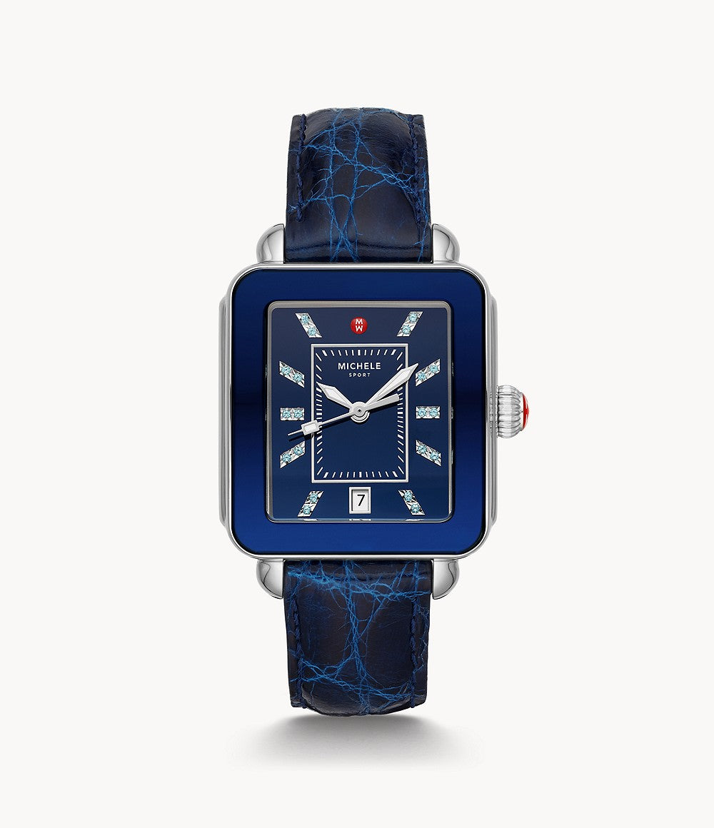 Michele Deco Sport Blue Topaz Indexes, Blue Strap