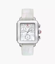 Load image into Gallery viewer, Michele Deco Sport Chronograph Stainless Steel White Leather Watch
