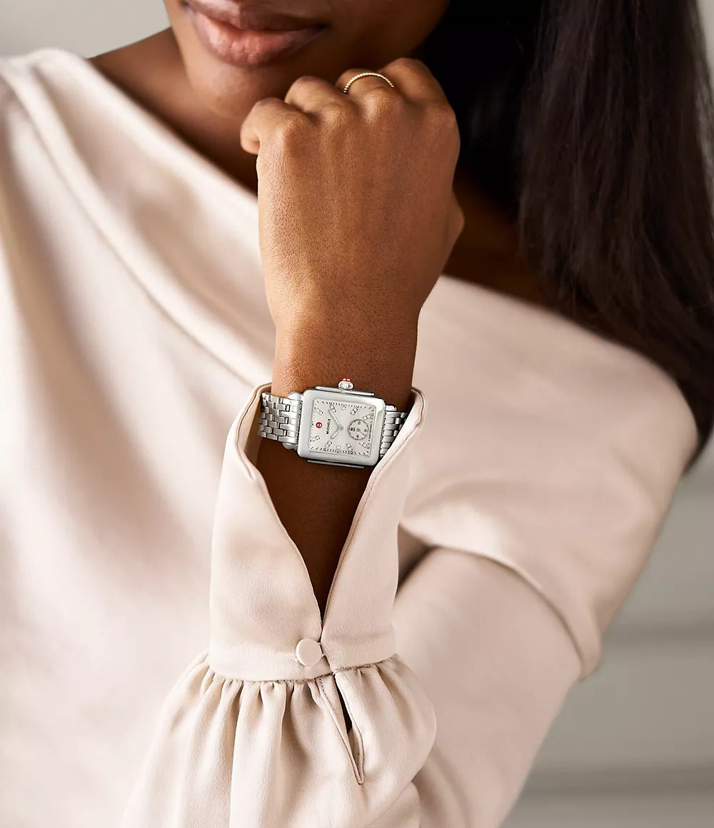 Michele Deco Mid Stainless Diamond Dial Watch