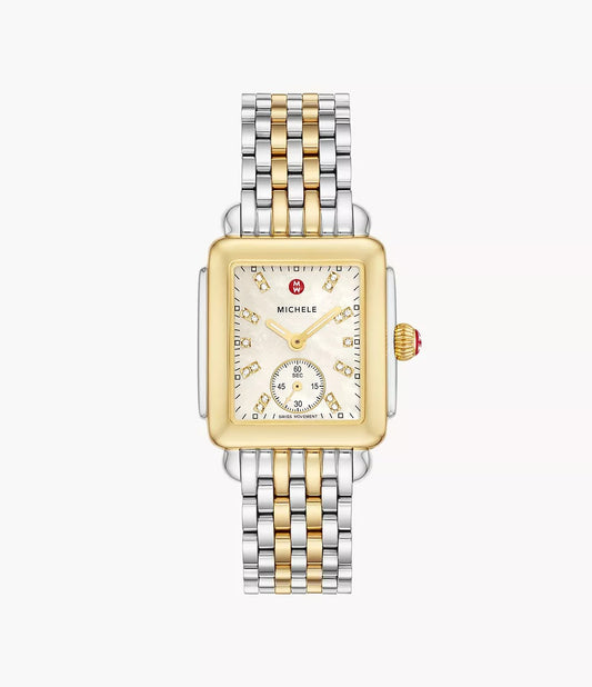 Michele Deco Mid Two-Tone Diamond Dial Watch
