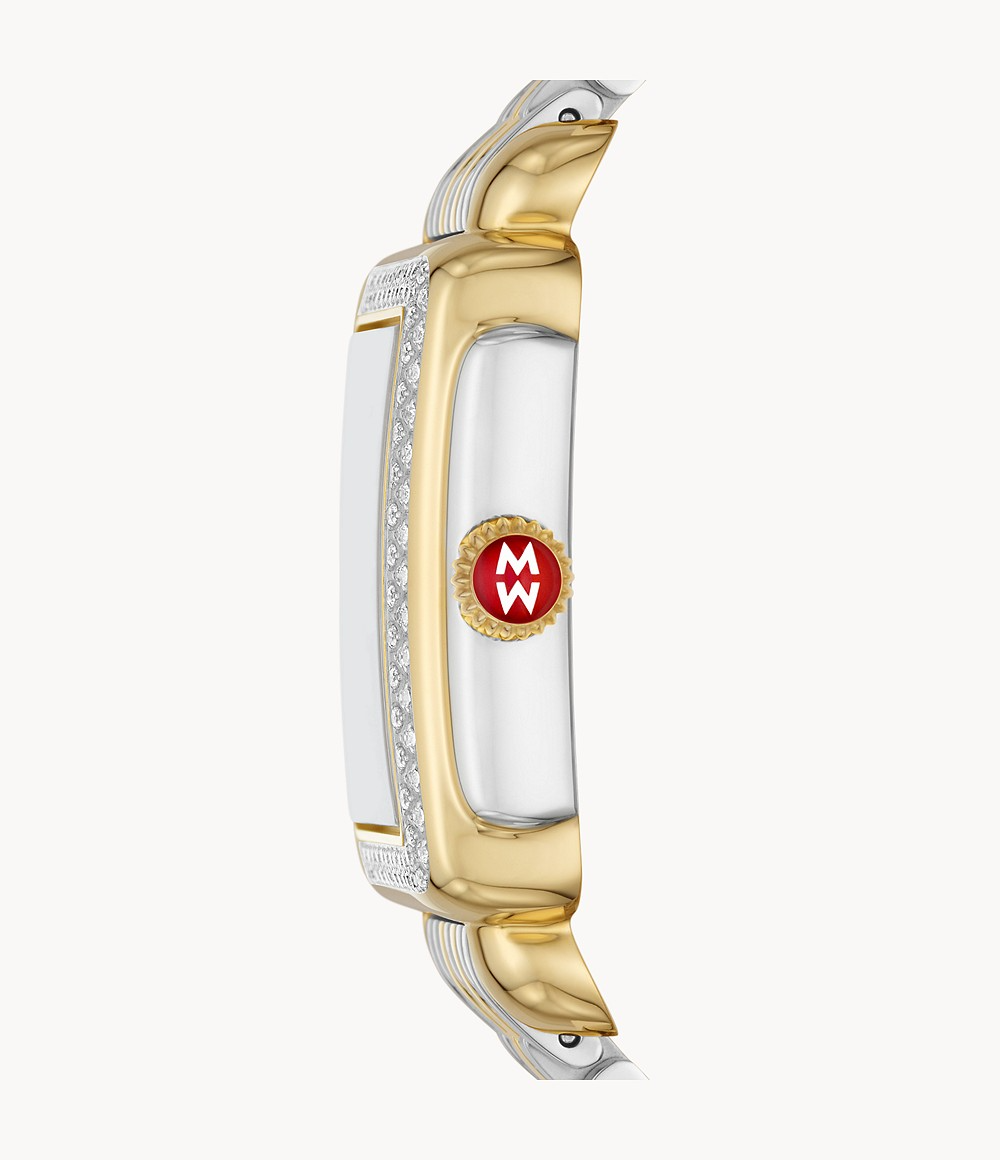 Michele Deco Mid Two-Tone 18K Plate Gold Diamond Dial and Bezel Watch