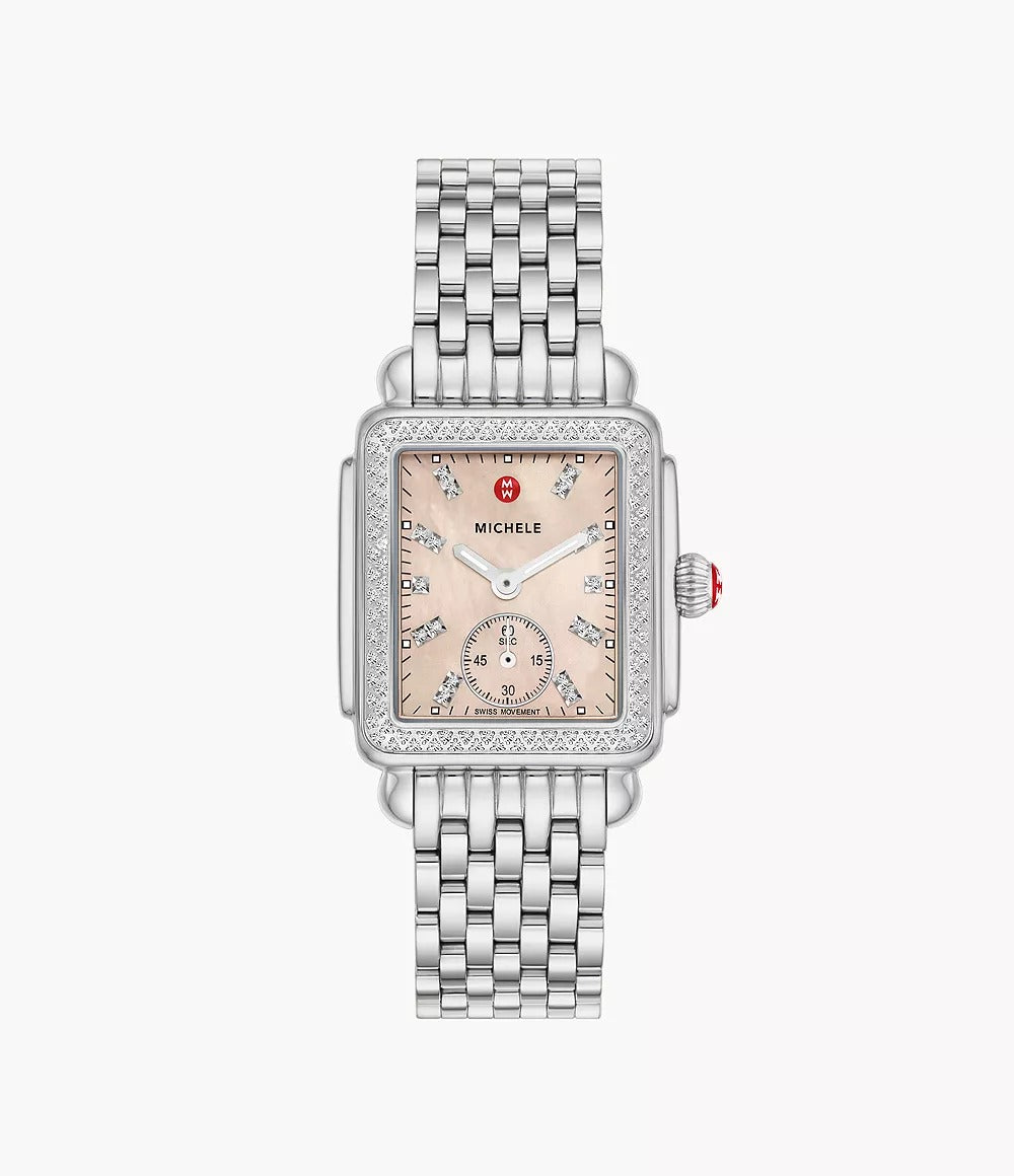 Michele Deco Mid Stainless Steel Diamond Watch
