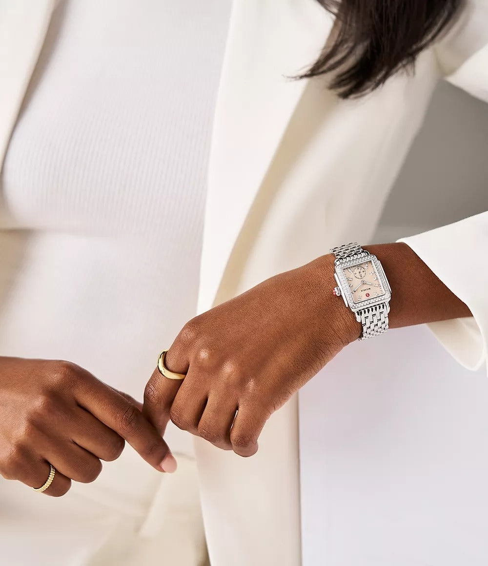 Michele Deco Mid Stainless Steel Diamond Watch