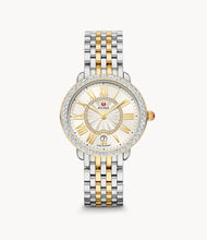 Load image into Gallery viewer, Michele Serein Mid Size Diamond Two Tone 18K Gold, Silver White Sunray Dial with Diamonds
