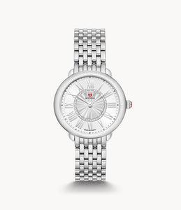 Michele Serein Mid Size Stainless Diamond Dial Watch