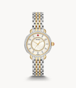 Michele Sidney Classic Two-Tone 18k Plated Diamond Dial and Bezel Watch