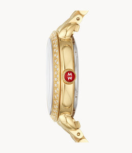 Michele Sidney Classic 18K Gold Plated Diamond Watch, Mother of Pearl Diamond Dial