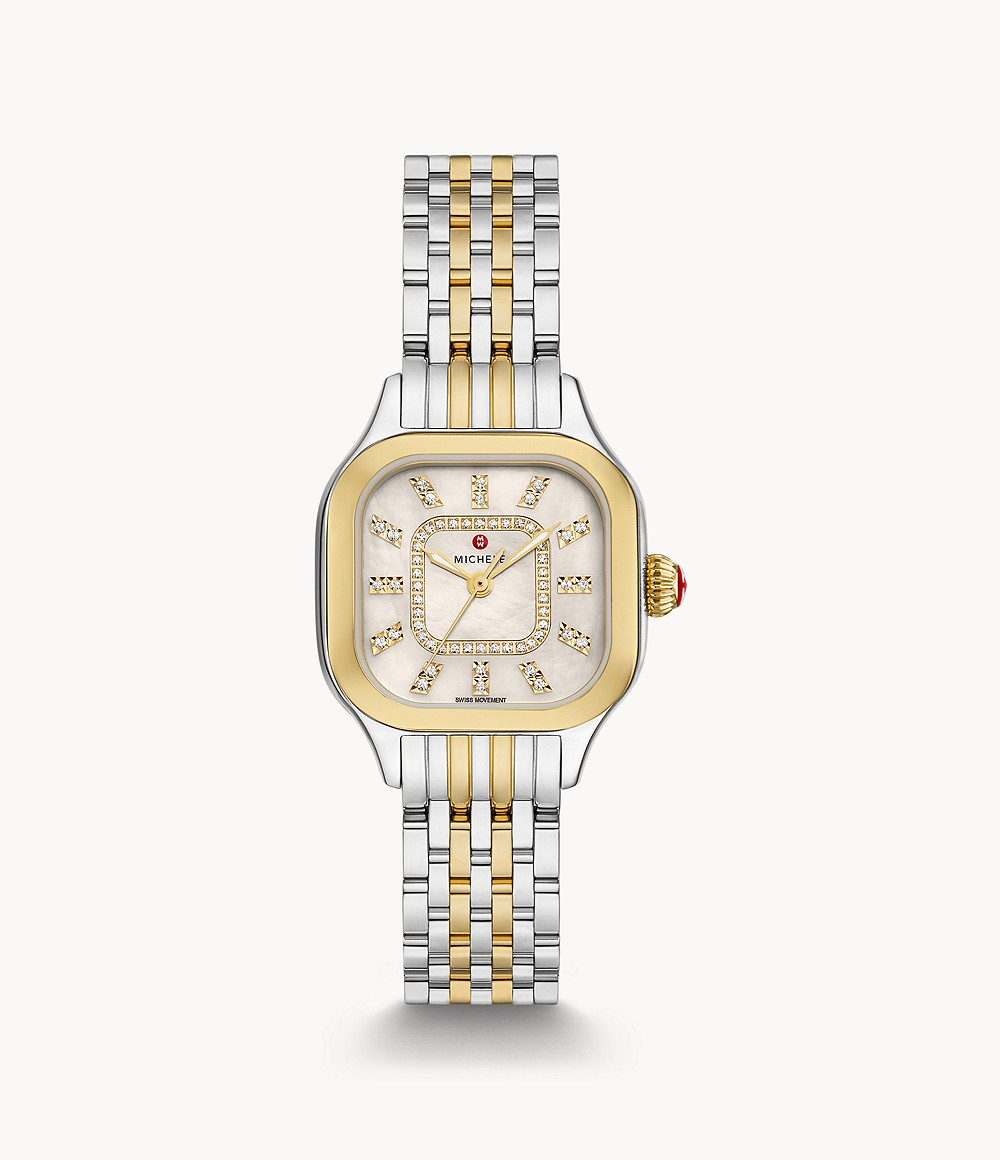 Michele Meggie Two-Tone 18K Gold-Plated Diamond Dial Watch