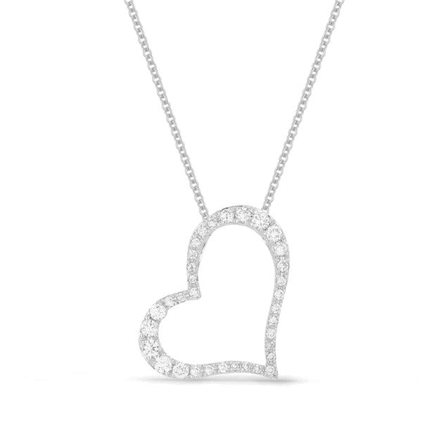 14k Gold 0.23Ct Diamond Heart Pendant with 34 Diamonds, available in White and Yellow Gold