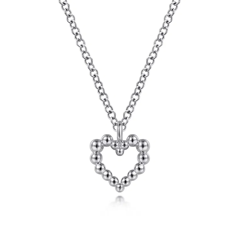 Sterling Silver Bujukan Beaded Heart Necklace