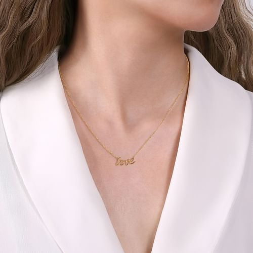 Gabriel 14K Yellow Gold Love Necklace 17.5 Inch Long