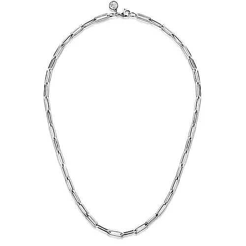 Sterling Silver Solid Paper Clip Chain Necklace