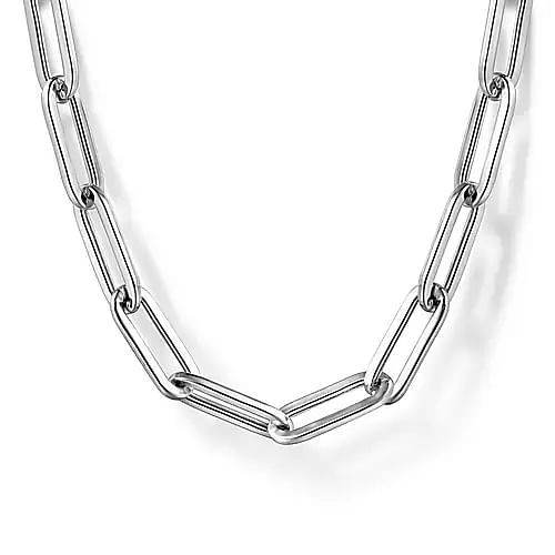 Sterling Silver Solid Paper Clip Chain Necklace