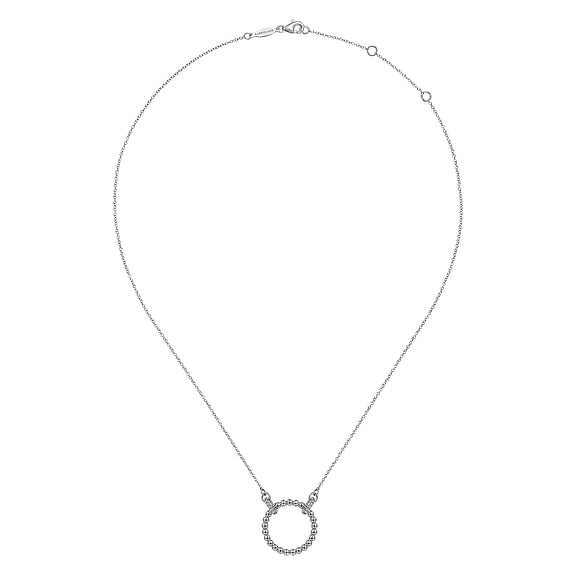 Gabriel Sterling Silver Bujukan 0.06Ct White Sapphire Open Circle Pendant Necklace