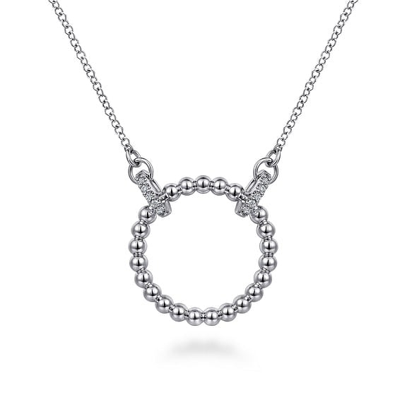 Gabriel Sterling Silver Bujukan 0.06Ct White Sapphire Open Circle Pendant Necklace