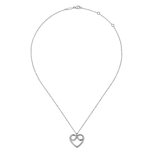 Gabriel Sterling Silver Infinity Heart Pendant Necklace 17.5 Inch Long