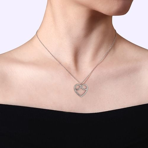 Gabriel Sterling Silver Infinity Heart Pendant Necklace 17.5 Inch Long