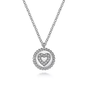 Sterling Silver Bujukan 0.06Ct Diamond Heart Pendant Necklace