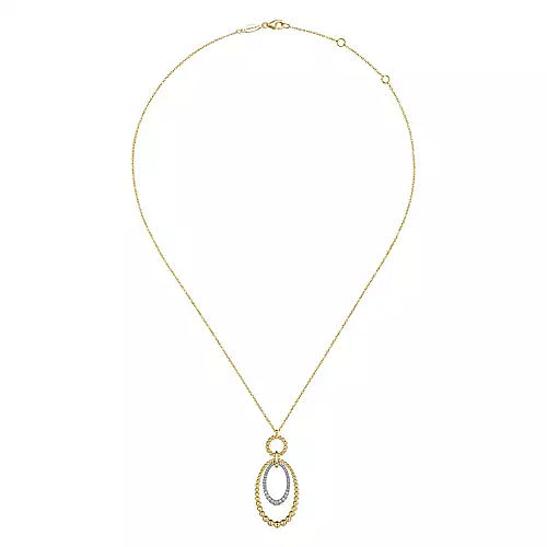 14K White-Yellow Gold Bujukan and 0.26Ct Diamond Circle Pendant Necklace