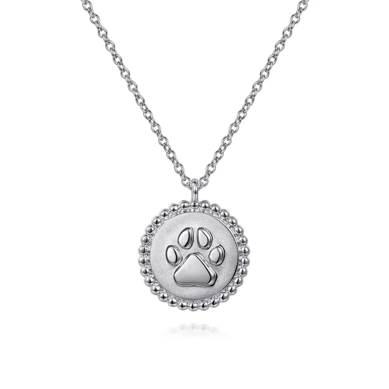 Sterling Silver Bujukan Beaded Paw Print Necklace