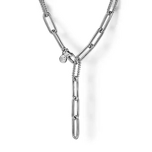 Load image into Gallery viewer, Sterling Silver Bujukan Bead Y Chain Necklace
