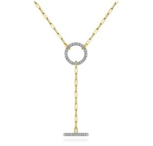14k Yellow Gold 0.55ct Diamond Lariat Necklace