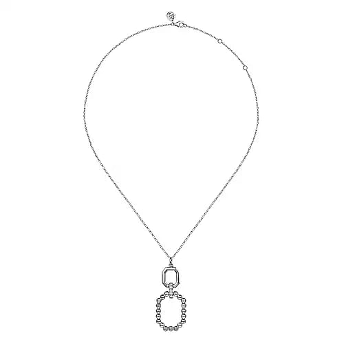 Gabriel Sterling Silver Octagon 0.22Ct White Sapphire Bujukan Drop Pendant Necklace