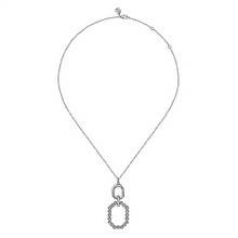 Load image into Gallery viewer, Gabriel Sterling Silver Octagon 0.22Ct White Sapphire Bujukan Drop Pendant Necklace
