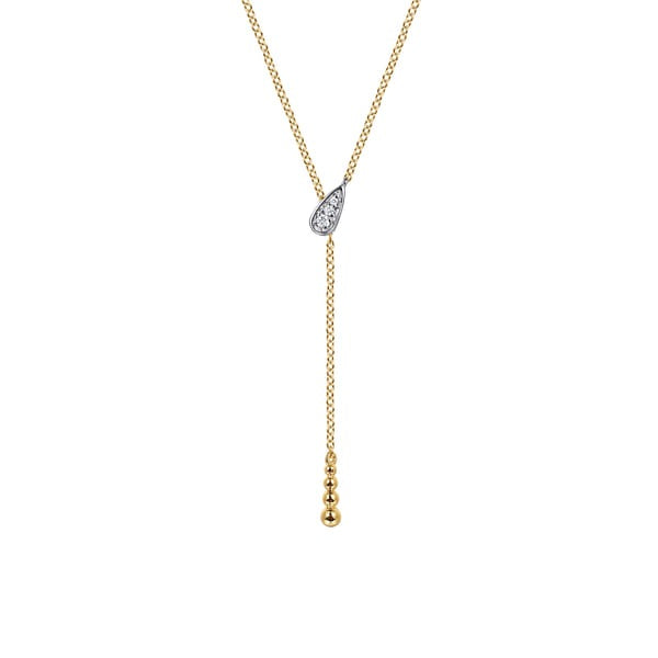 14K White & Yellow Gold Bujukan And 0.03Ct Diamond Y Necklace