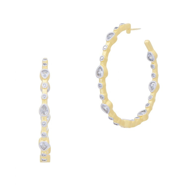 Freida Rothman Gold Plated Teardrop Hoop Earring